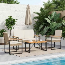 Ensemble de meubles d'extérieur 4 pcs Beige et blanc crème 622966622966