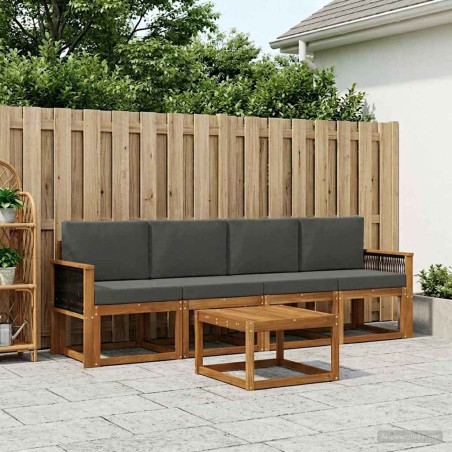 Ensemble de canapés d'extérieur 4 pcs Naturel et Anthracite 622972622972