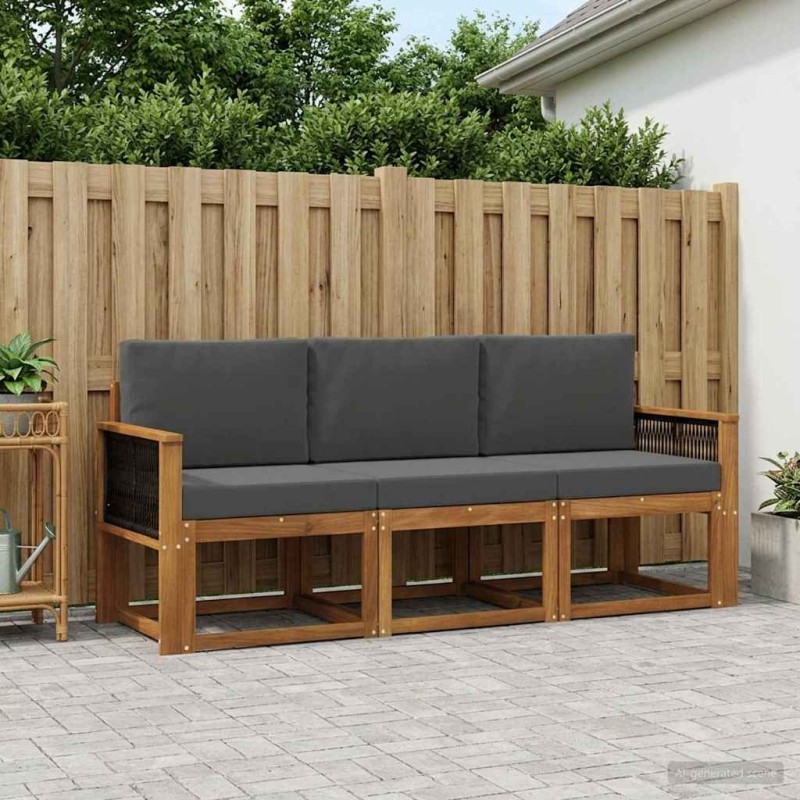 Ensemble de canapés d'extérieur 3 pcs Naturel et Anthracite 622974622974