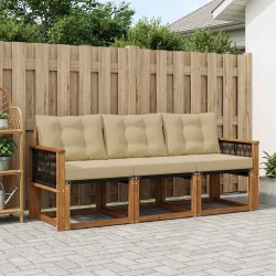 Ensemble de canapés d'extérieur 3 pcs Naturel et Beige 622978622978