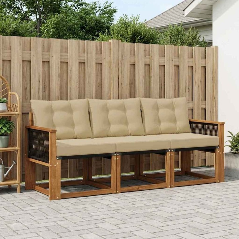 Ensemble de canapés d'extérieur 3 pcs Naturel et Beige 622978622978