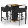 Ensemble de bar de jardin 5 pcs et coussins Résine tressée Noir 622983622983