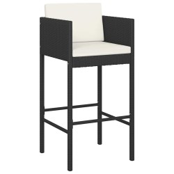 Ensemble de bar de jardin 5 pcs et coussins Résine tressée Noir 622983622983