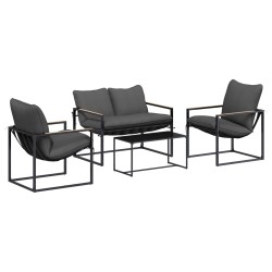 Ensemble de canapé de jardin 4 pcs Noir et anthracite Acier 622987622987