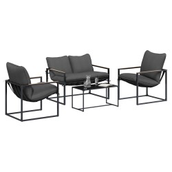 Ensemble de canapé de jardin 4 pcs Noir et anthracite Acier 622987622987