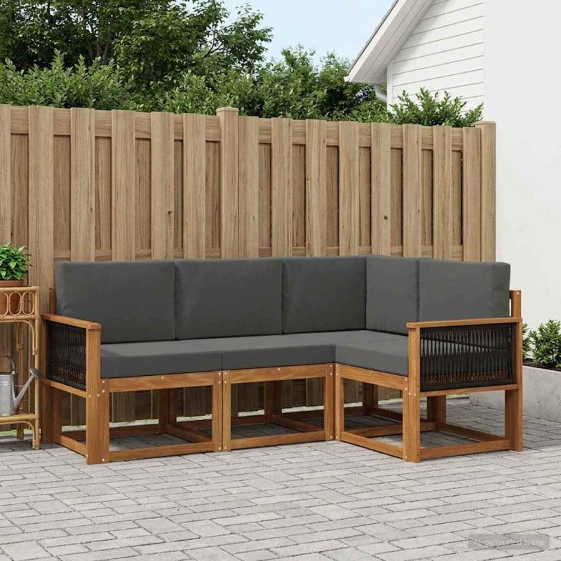 Ensemble de canapés d'extérieur 4 pcs Naturel et Anthracite 622989622989