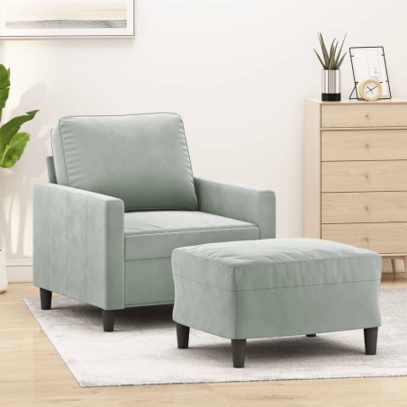 Fauteuil avec repose-pied Gris clair 60 cm Velours 622996622996