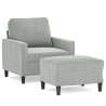 Fauteuil avec repose-pied Gris clair 60 cm Velours 622996622996