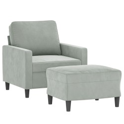 Fauteuil avec repose-pied Gris clair 60 cm Velours 622996622996