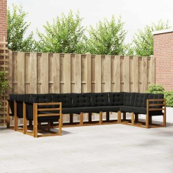 Ensemble de canapés d'extérieur 10 pcs Naturel et Noir 623000623000