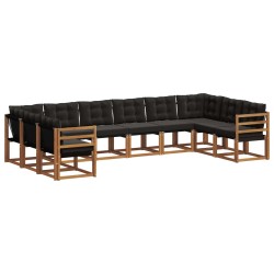 Ensemble de canapés d'extérieur 10 pcs Naturel et Noir 623000623000