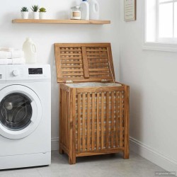 Panier à Linge Naturel 50 x 35 x 60 cm Bois de teck massif 623001623001