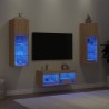 Meuble TV muraux 4 pcs avec lumières LED chêne sonoma 623008623008
