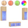 Meuble TV muraux 4 pcs avec lumières LED chêne sonoma 623008623008