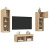 Meuble TV muraux 4 pcs avec lumières LED chêne sonoma 623008623008