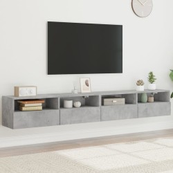 Meubles TV muraux 2pcs gris béton 100x30x30cm bois d'ingénierie 623009623009