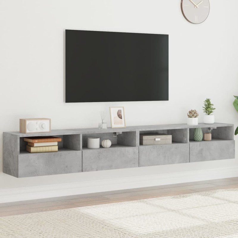 Meubles TV muraux 2pcs gris béton 100x30x30cm bois d'ingénierie 623009623009