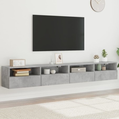 Meubles TV muraux 2pcs gris béton 100x30x30cm bois d'ingénierie 623009623009