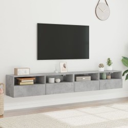 Meubles TV muraux 2pcs gris béton 100x30x30cm bois d'ingénierie 623009623009