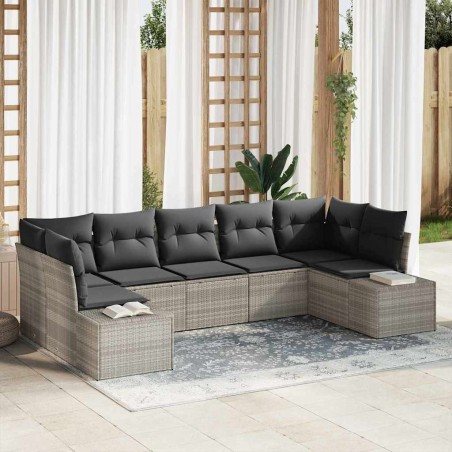 Ensemble de canapé de jardin 7 pcs Gris clair polyrotin 623012623012