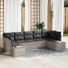 Ensemble de canapé de jardin 7 pcs Gris clair polyrotin 623012623012