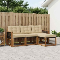 Ensemble de canapés d'extérieur 4 pcs Naturel et Beige 623015623015