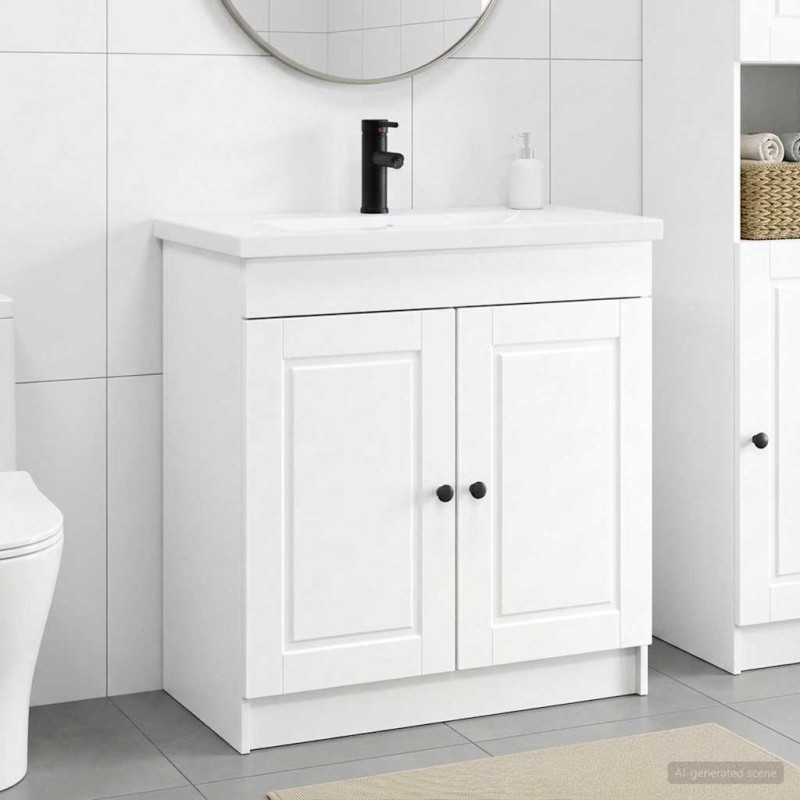 Ensemble de mobilier de salle de bain Blanc 56 x 37,5 x 81 cm 623016623016