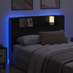 Cabinet de Tête de Lit avec LED Chêne Noir Bois d'ingénierie 623018623018