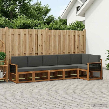 Ensemble de canapés d'extérieur 6 pcs Naturel et Anthracite 623023623023
