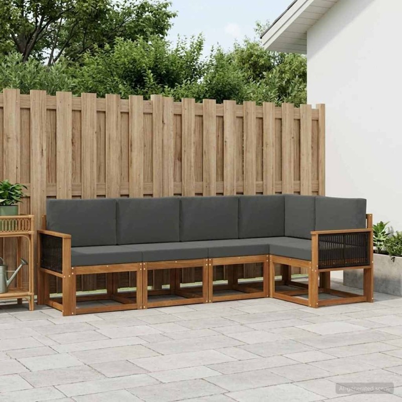 Ensemble de canapés d'extérieur 5 pcs Naturel et Anthracite 623024623024