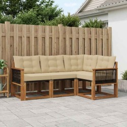 Ensemble de canapés d'extérieur 4 pcs Naturel et Beige 623025623025