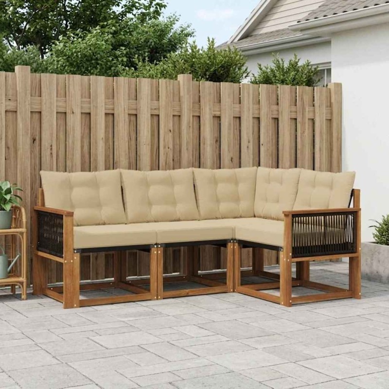 Ensemble de canapés d'extérieur 4 pcs Naturel et Beige 623025623025
