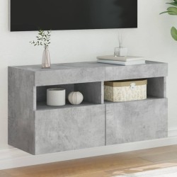 Meuble TV mural avec lumières LED gris béton 80x30x40 cm 623027623027