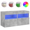 Meuble TV mural avec lumières LED gris béton 80x30x40 cm 623027623027