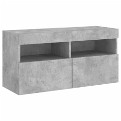 Meuble TV mural avec lumières LED gris béton 80x30x40 cm 623027623027