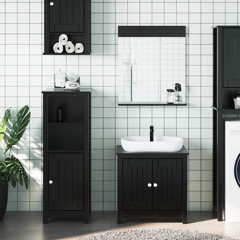 Meubles de salle de bain 3 pcs BERG noir bois de pin massif 623033623033