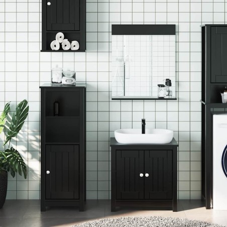 Meubles de salle de bain 3 pcs BERG noir bois de pin massif 623033623033