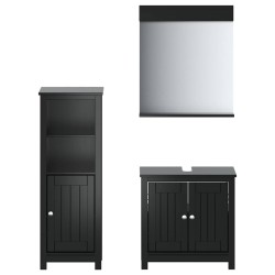Meubles de salle de bain 3 pcs BERG noir bois de pin massif 623033623033