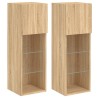 Meubles TV avec lumières LED 2 pcs chêne sonoma 30,5x30x90 cm 623035623035