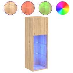 Meubles TV avec lumières LED 2 pcs chêne sonoma 30,5x30x90 cm 623035623035
