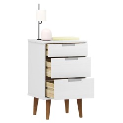 Table de chevet MOLDE Blanc 40x35x65 cm Bois de pin massif 623046623046