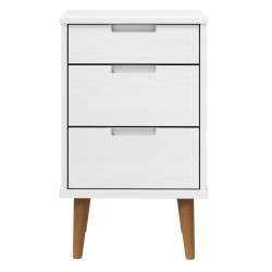 Table de chevet MOLDE Blanc 40x35x65 cm Bois de pin massif 623046623046