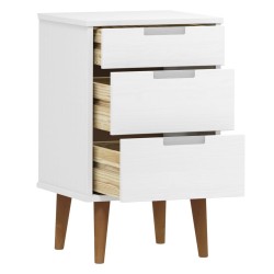 Table de chevet MOLDE Blanc 40x35x65 cm Bois de pin massif 623046623046