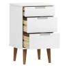 Table de chevet MOLDE Blanc 40x35x65 cm Bois de pin massif 623046623046