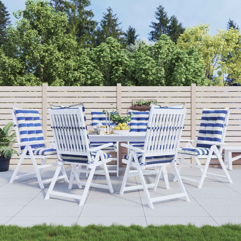 Coussin d'extérieur 6 pcs Bleu et Blanc 120 x 50 x 7 cm Tissu 623050623050