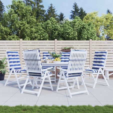 Coussin d'extérieur 6 pcs Bleu et Blanc 120 x 50 x 7 cm Tissu 623050623050