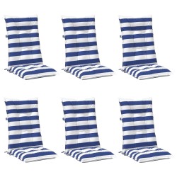Coussin d'extérieur 6 pcs Bleu et Blanc 120 x 50 x 7 cm Tissu 623050623050