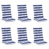 Coussin d'extérieur 6 pcs Bleu et Blanc 120 x 50 x 7 cm Tissu 623050623050