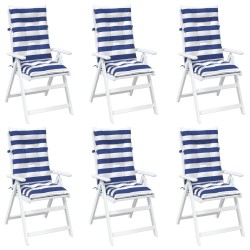 Coussin d'extérieur 6 pcs Bleu et Blanc 120 x 50 x 7 cm Tissu 623050623050