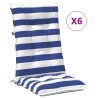 Coussin d'extérieur 6 pcs Bleu et Blanc 120 x 50 x 7 cm Tissu 623050623050